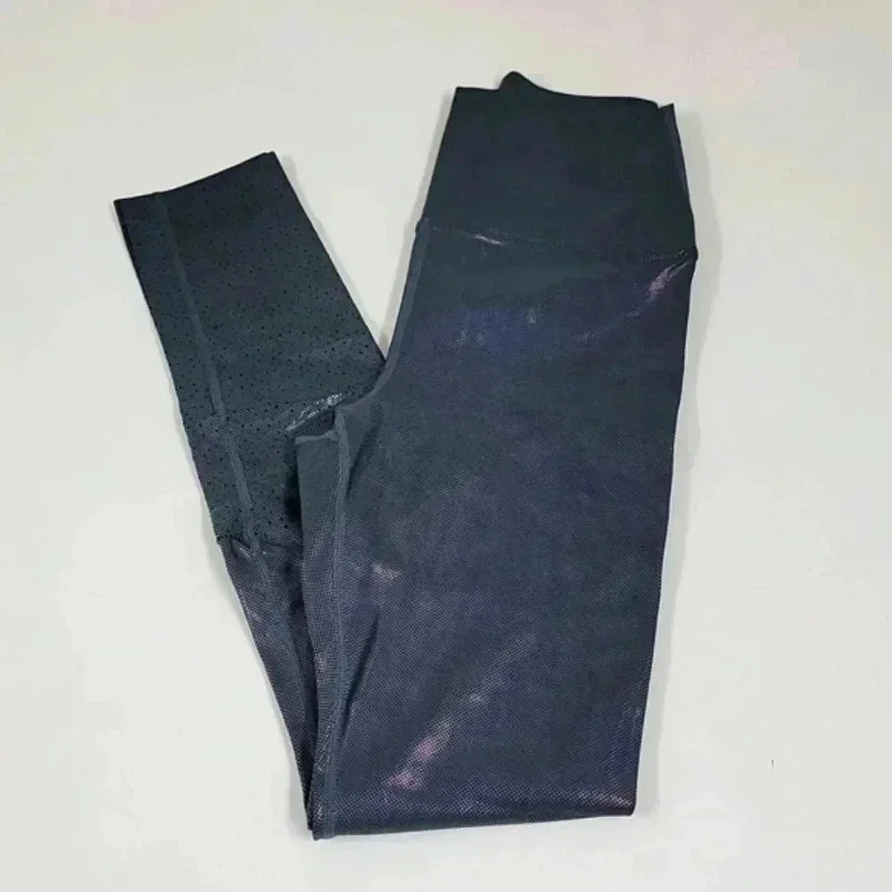 CARBON38 Activewear Pants Womens Small Black Hologram dot High Rise Legging